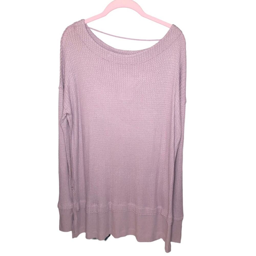 Free People North Shore Prairie Lilac Waffle Thermal Long Sleeve Size Small
